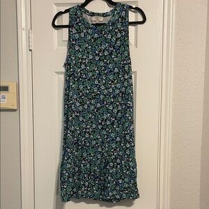 LOFT Blue and Green Floral Dress
